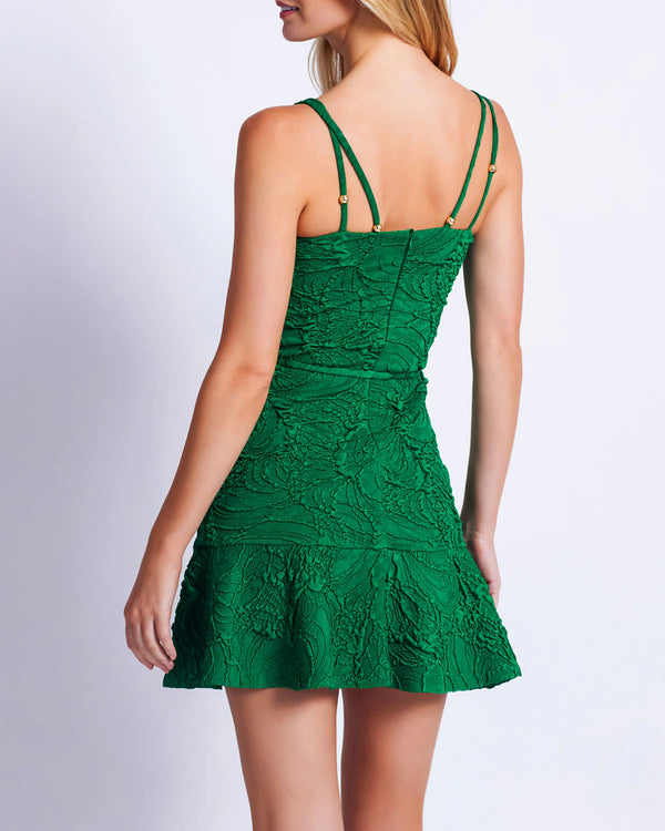 Patbo - Jacquard Fitted mini Dress - Emerald