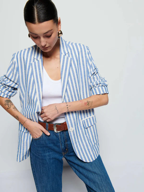 Nation LTD - Beau Oversized Blazer - Parisian Blue Stripe