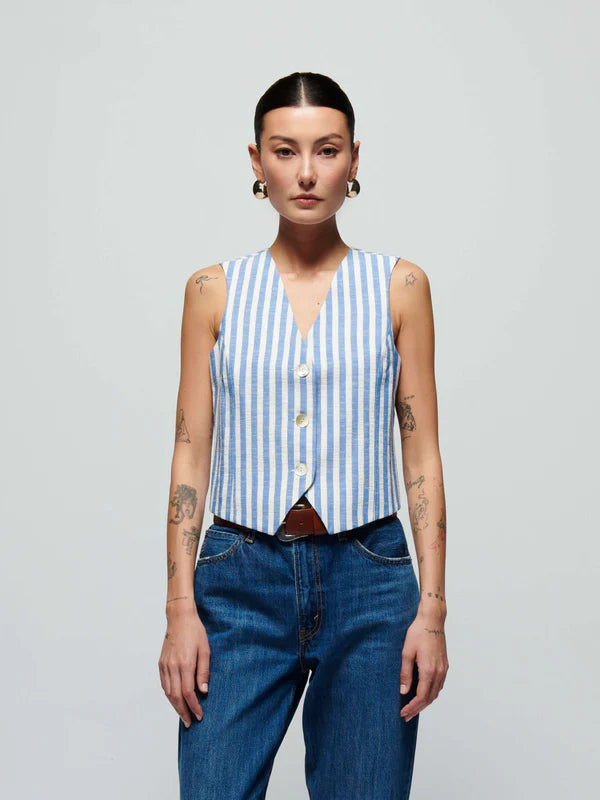 Nation LTD - Maddie Vest - Parisian Blue Stripe