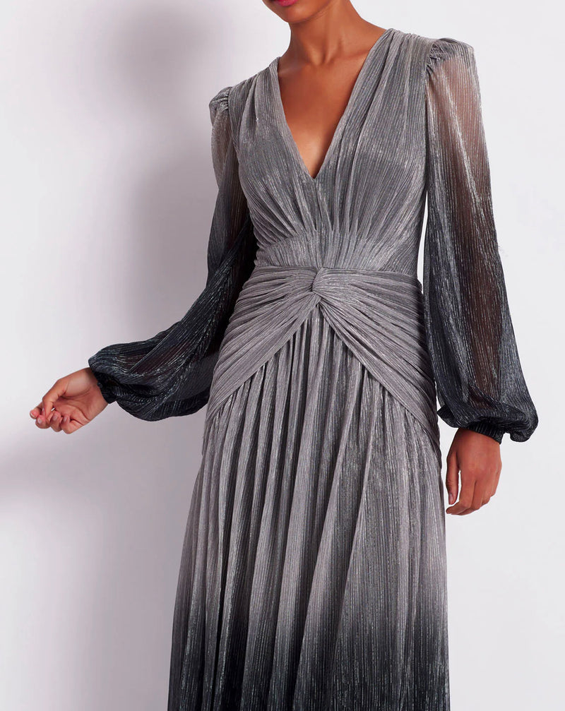 Patbo - Ombre Lurex Plunge Dress - Silver