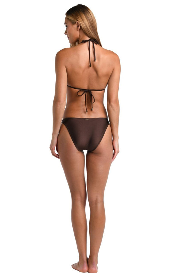 L’agence - Jean Shimmer Scoop Front Bikini Bottom - Chocolate
