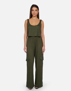 Michael Lauren - Neko Oversized Crop Tank - Army