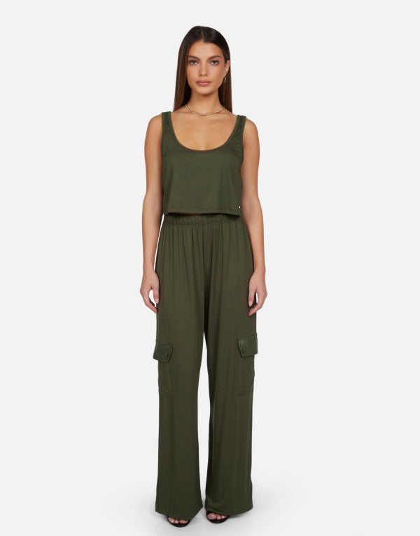 Michael Lauren - Neko Oversized Crop Tank - Army