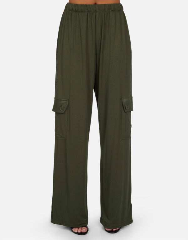 Michael Lauren - Jaiden Wide Leg Cargo Pant - Army