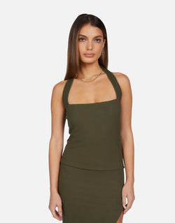 Michael Lauren - Brauner Halter Top - Army