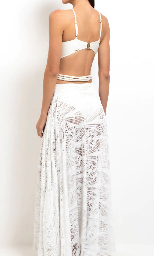 Patbo - Pearl Beaded Beach Dress - White