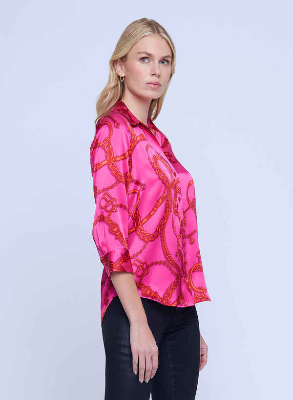 L’agence - Dani Blouse - Pink/Red Buckle Chain