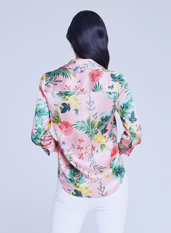 L’agence - Dani Blouse - Pink Blush Multi Tropical Floral