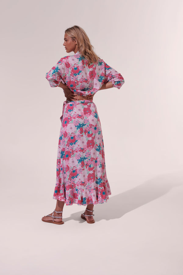 Poupette St. Barth - Long Skirt Aude - Pink Flower Mix