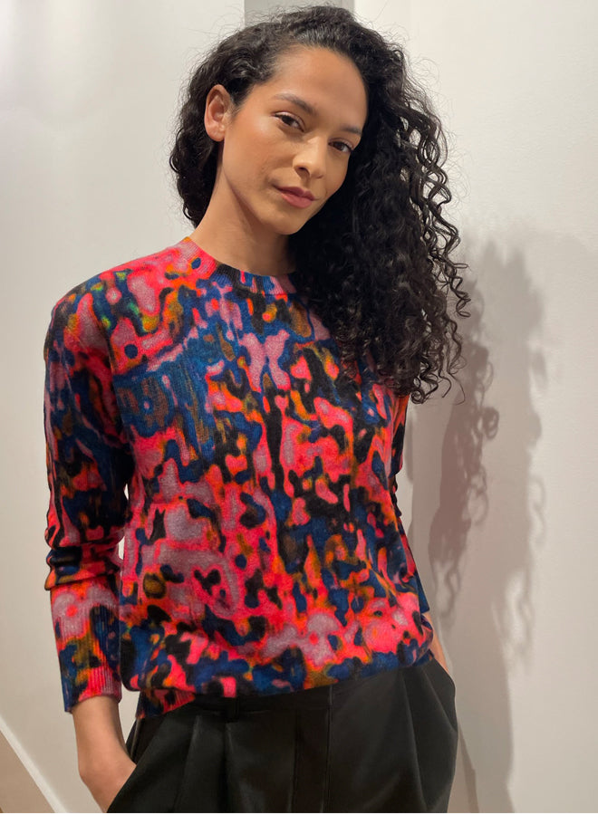 Autumn Cashmere - Relaxed Fit Splatter Print Crew - Multi