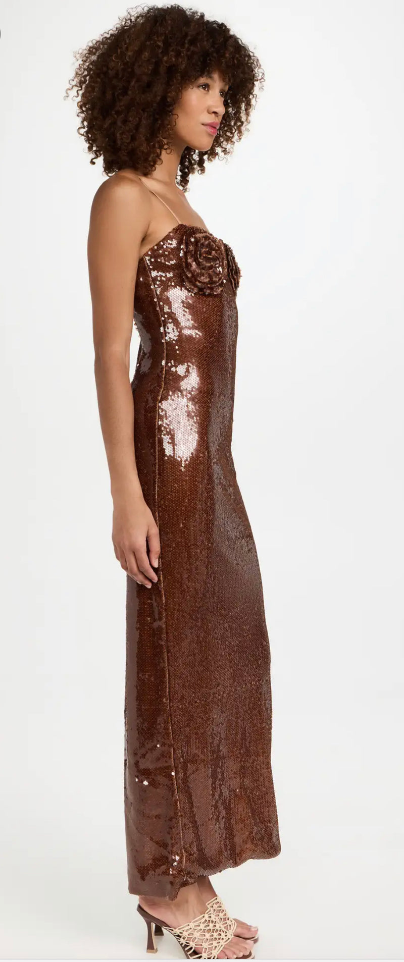 Dur Doux - Sequin Rosette Dress - Brown