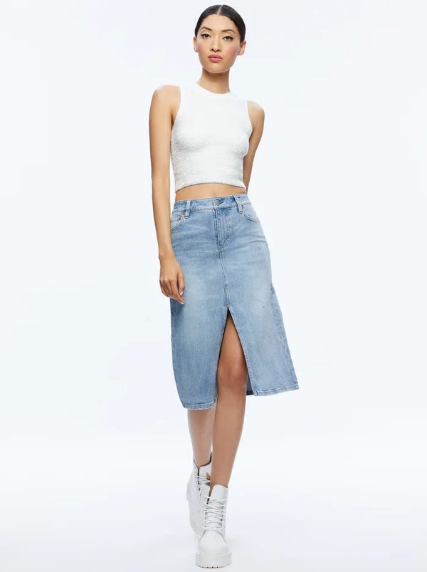 Light Blue Denim Skirt Side Lace - Aesthetic Clothes Shop