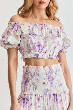 Loveshackfancy - Audrille Crop Top - Spanish Lilac