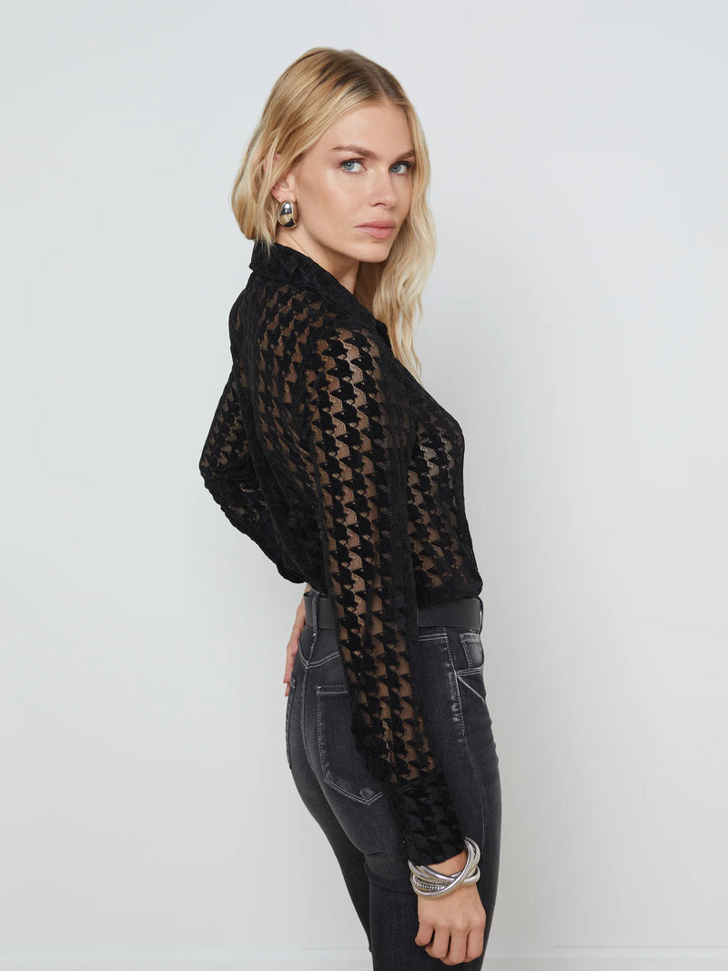 L’agence - Hailey Blouse - Black Houndstooth