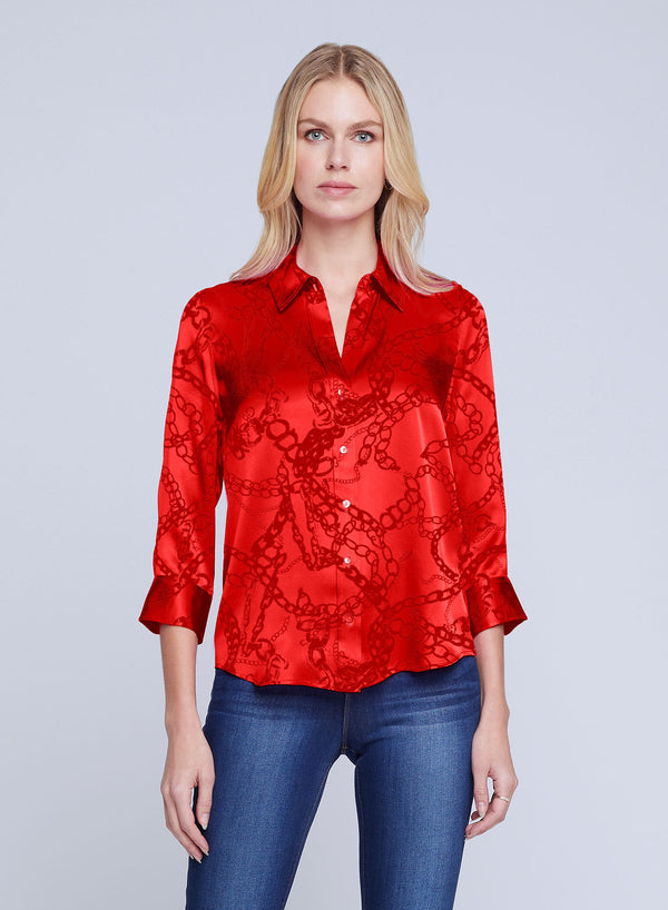 L’agence - Dani Blouse - Red Allover Chain