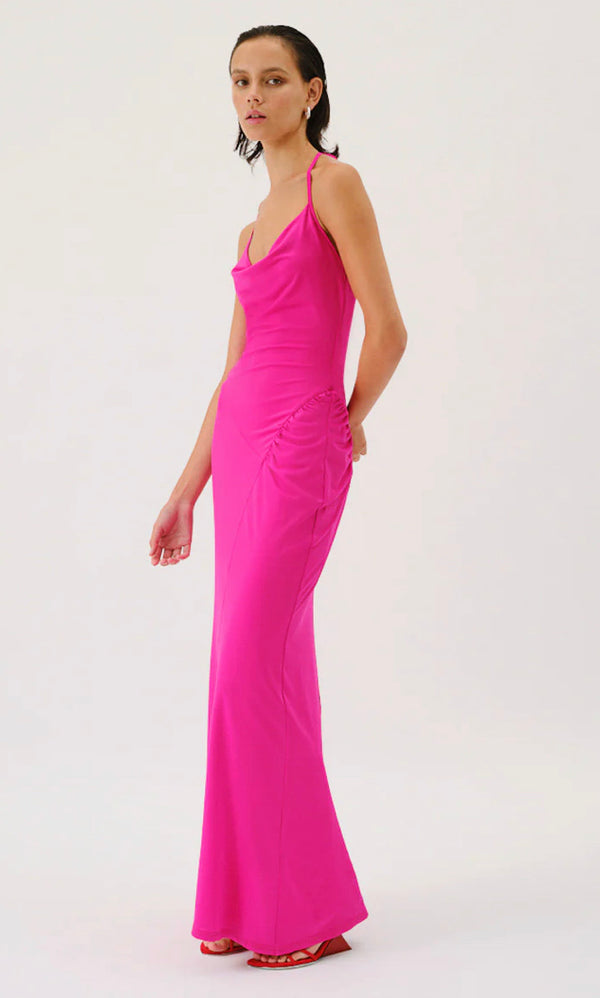 Suboo - Garnet Deep Cowl Maxi Dress - Pink