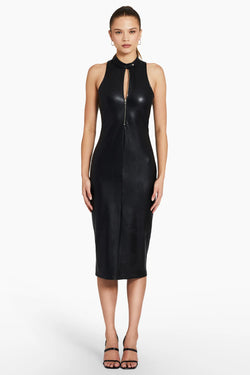Amanda Uprichard - Declan Dress In Faux Leather - Black Amanda Uprichard - Declan Dress In Faux Leather - Black