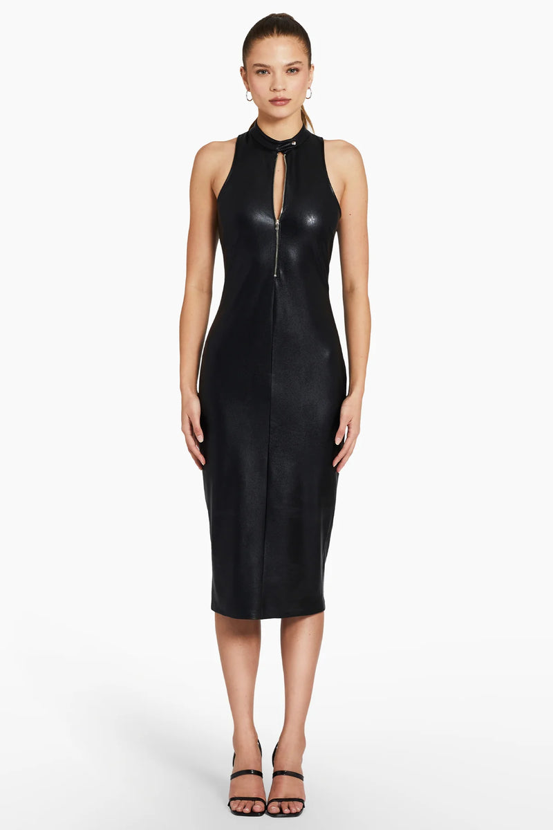 Amanda Uprichard - Declan Dress In Faux Leather - Black Amanda Uprichard - Declan Dress In Faux Leather - Black