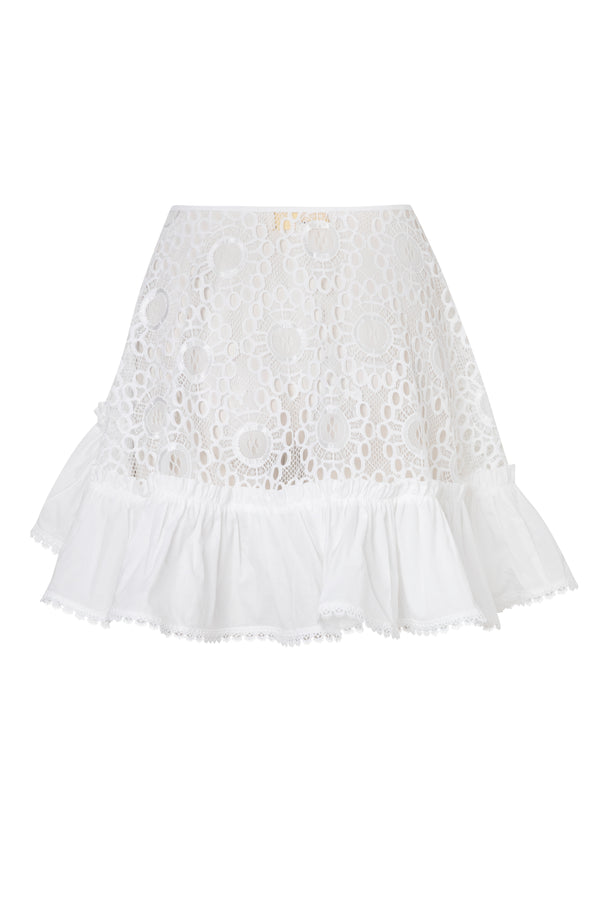 Waimari - Azure Wrap Mini Skirt - White
