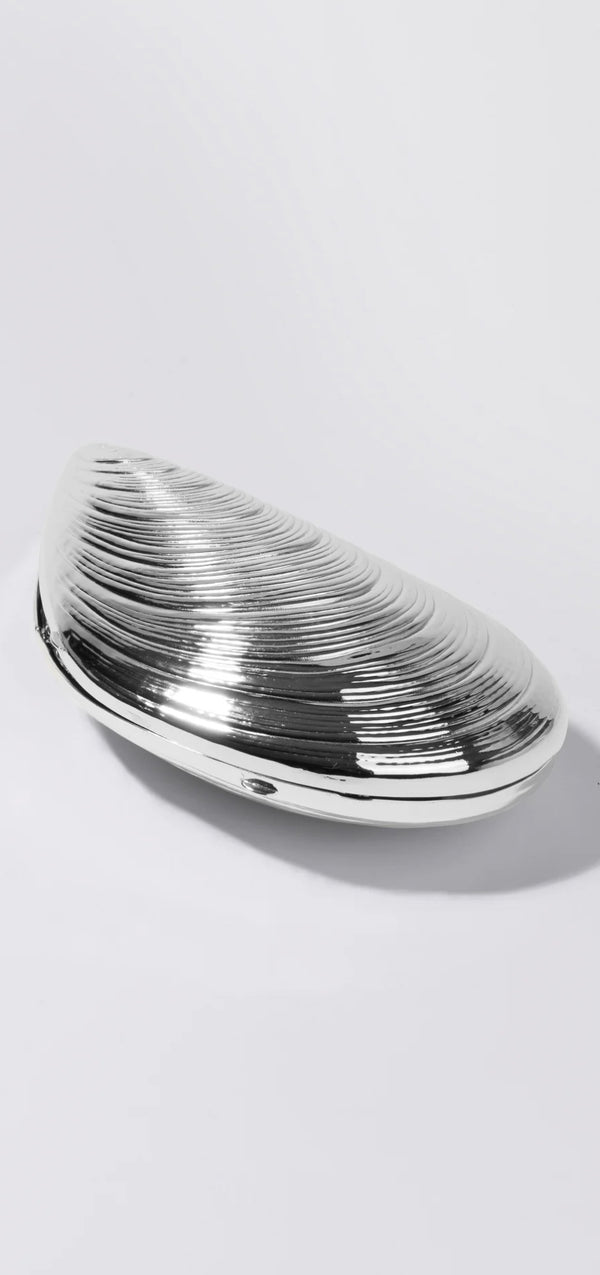 Simkhai - Bridget Metal Oyster Shell Clutch - Silver