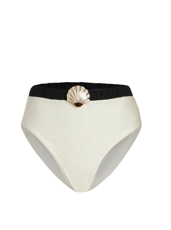 Patbo - Seashell High Cut Bikini Bottom - Black/white
