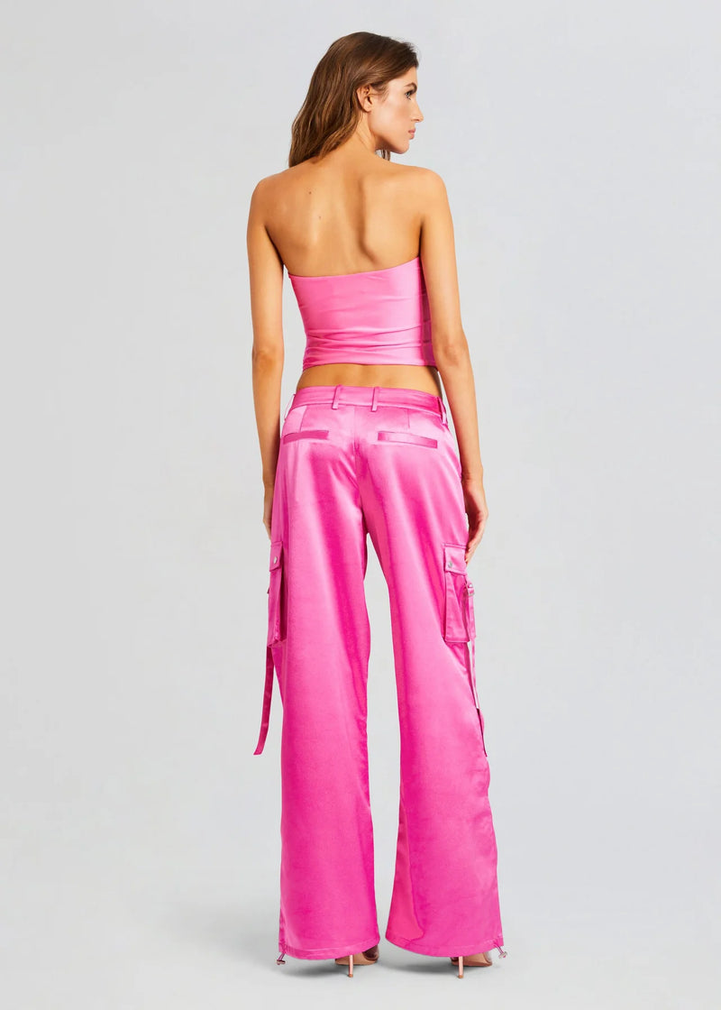 Ser.o.ya - Lai Satin Cargo Pants - Malibu Pink