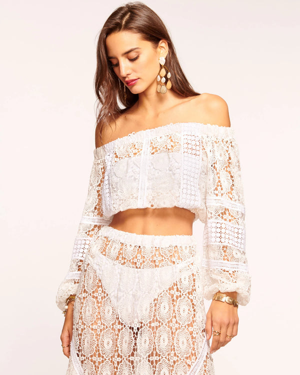 Ramy Brook - Aiyana Coverup Top - White Printed Lace