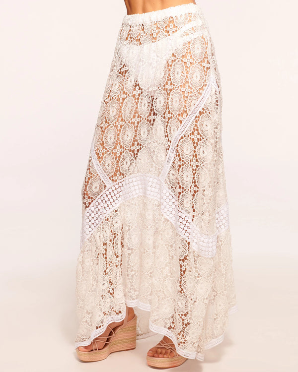 Ramy Brook - Dalia Coverup Maxi Skirt - White Printed Lace
