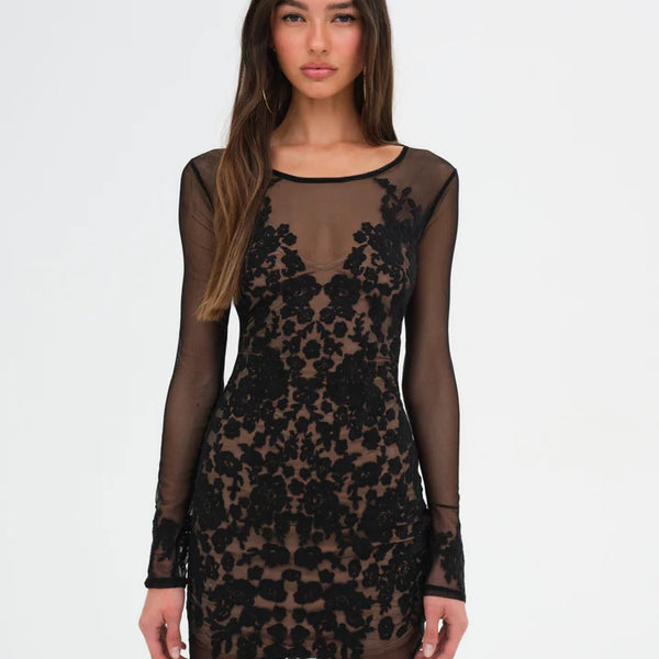 For Love Lemons Luau Mini Dress Black