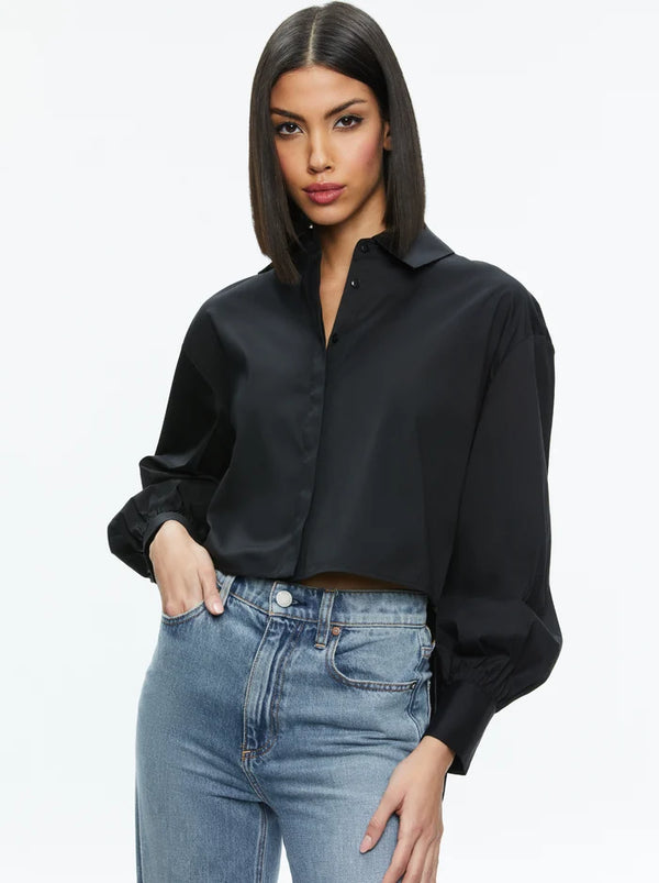 Alice + Olivia - Finely High Low Blouse - Black