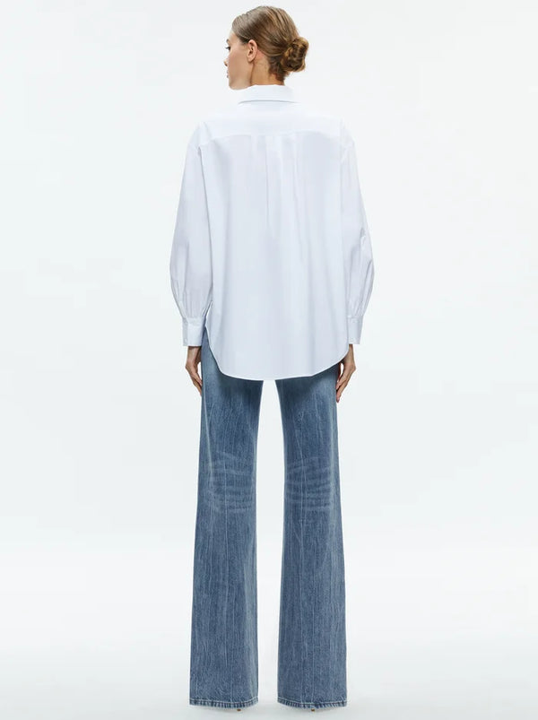 Alice + Olivia - Finely Cropped Button Down - Off White