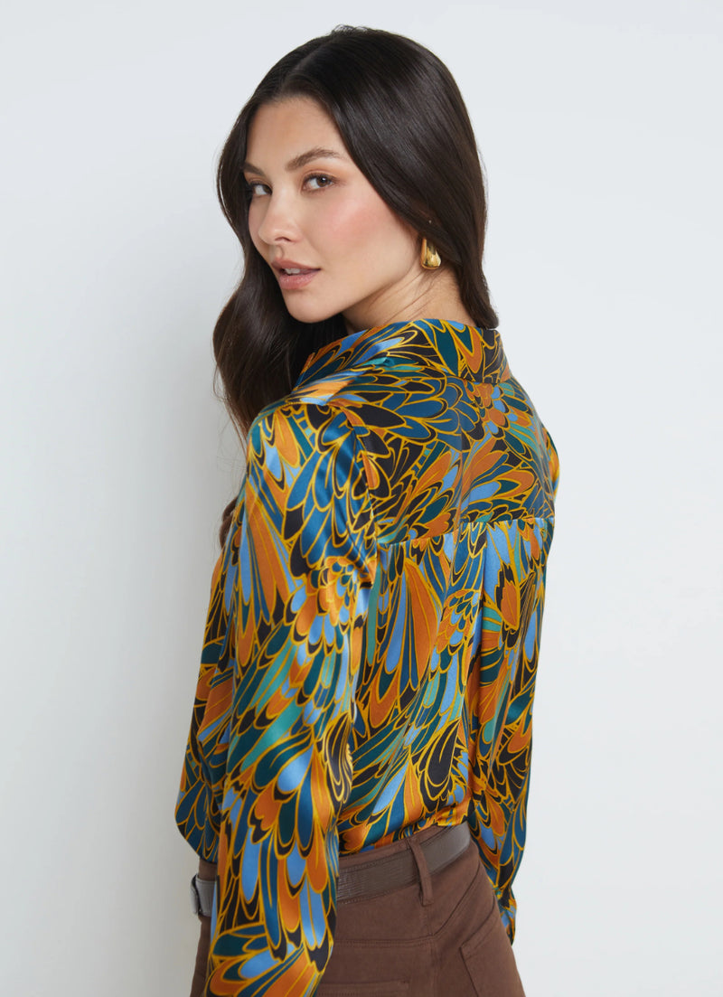 L’agence - Tyler Blouse - Blue Multi Parrot Feather
