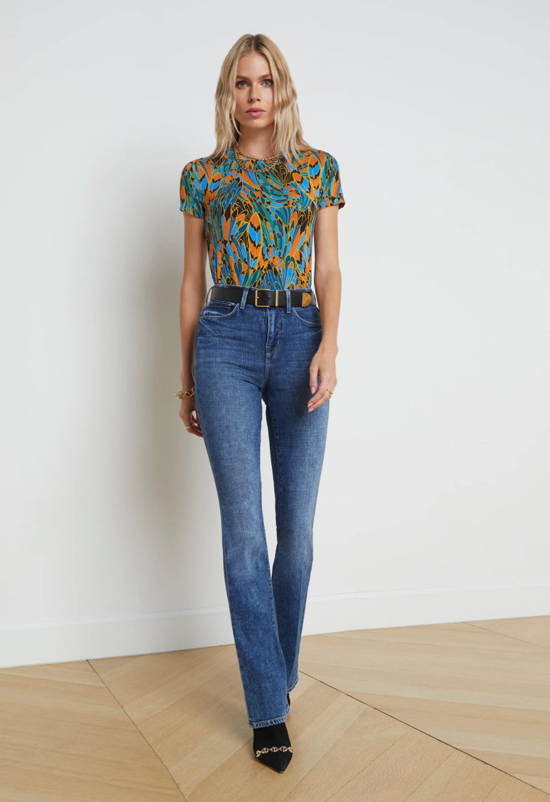L’agence - Ressi Tee - Small Blue Multi Parrot Feather