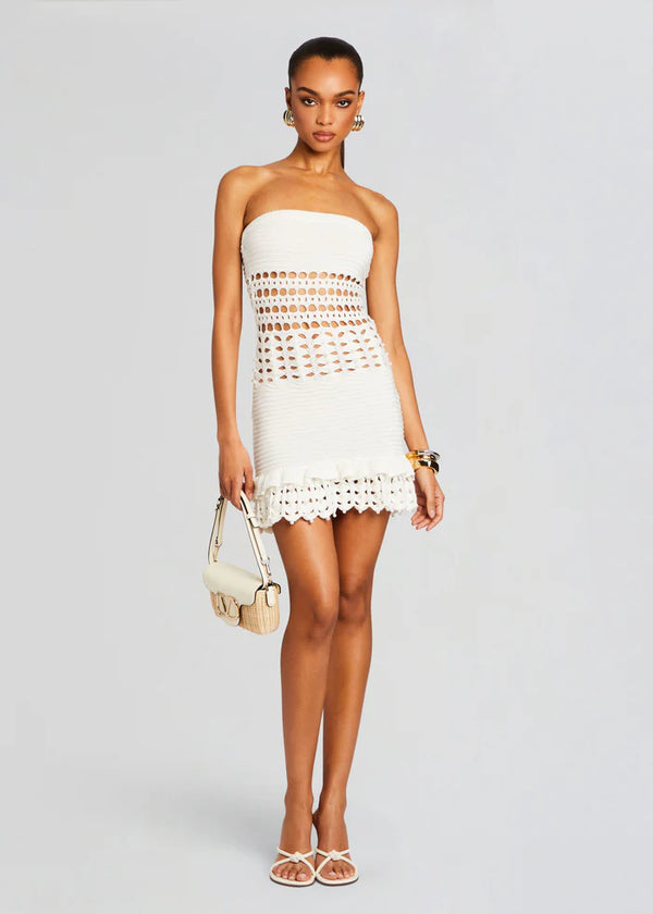 Retrofete - Vali Crochet Pearl Embellished Dress - White