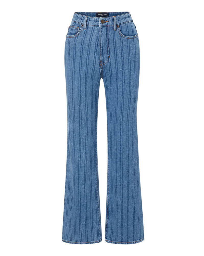 Veronica Beard - Crosbie Loafer Length Wide Leg Jean - Striped