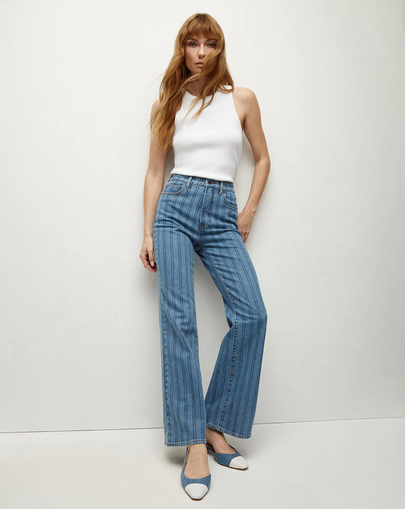 Veronica Beard - Crosbie Loafer Length Wide Leg Jean - Striped