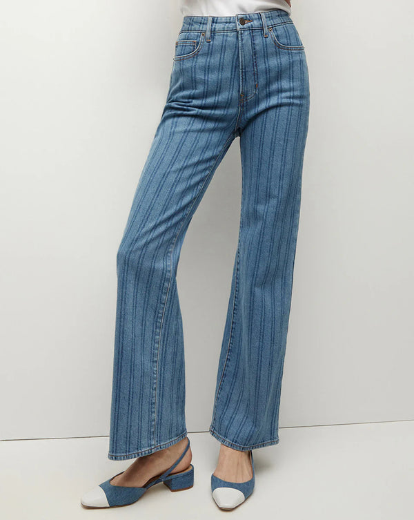 Veronica Beard - Crosbie Loafer Length Wide Leg Jean - Striped