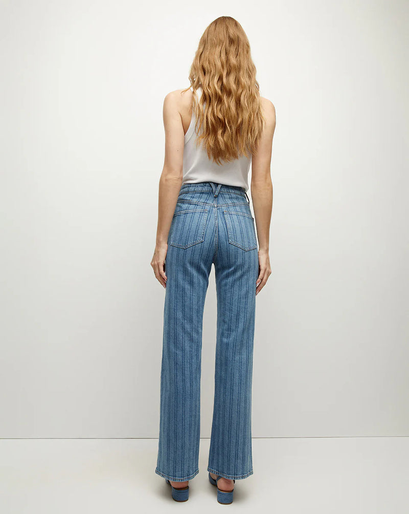 Veronica Beard - Crosbie Loafer Length Wide Leg Jean - Striped