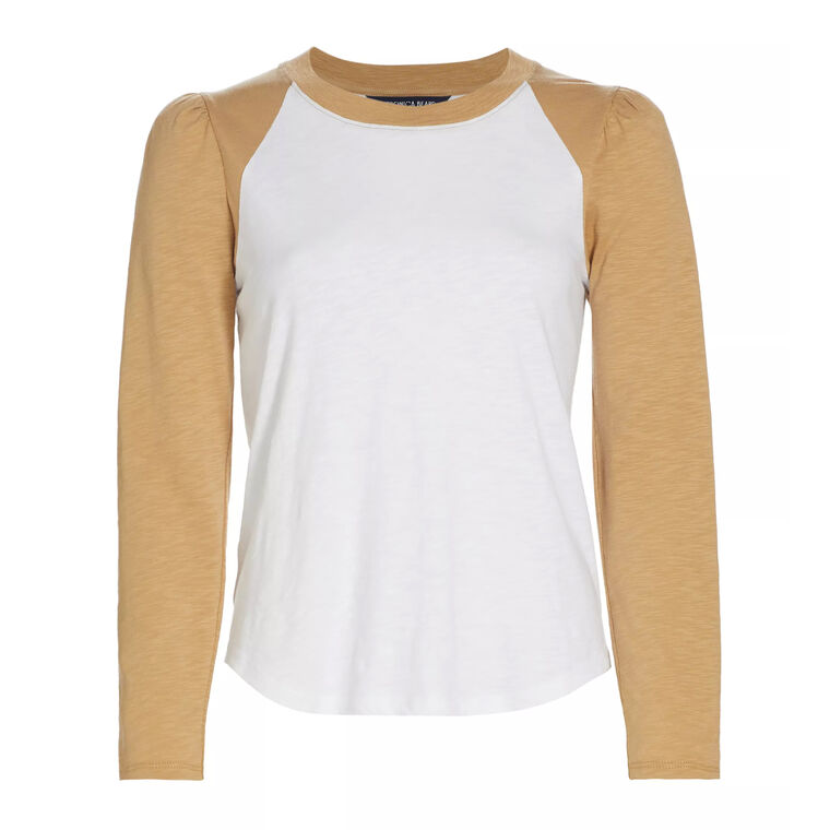 Veronica Beard - Mason Baseball Tee - Khaki/White