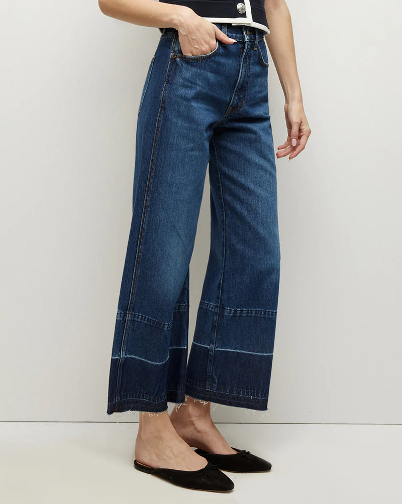 Veronica Beard - Taylor Released Hem Cropped Wide Leg Jean - Bright Blue