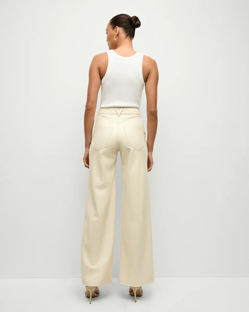 Veronica Beard - Taylor Wide-Leg Jean Vegan Leather - Ecru
