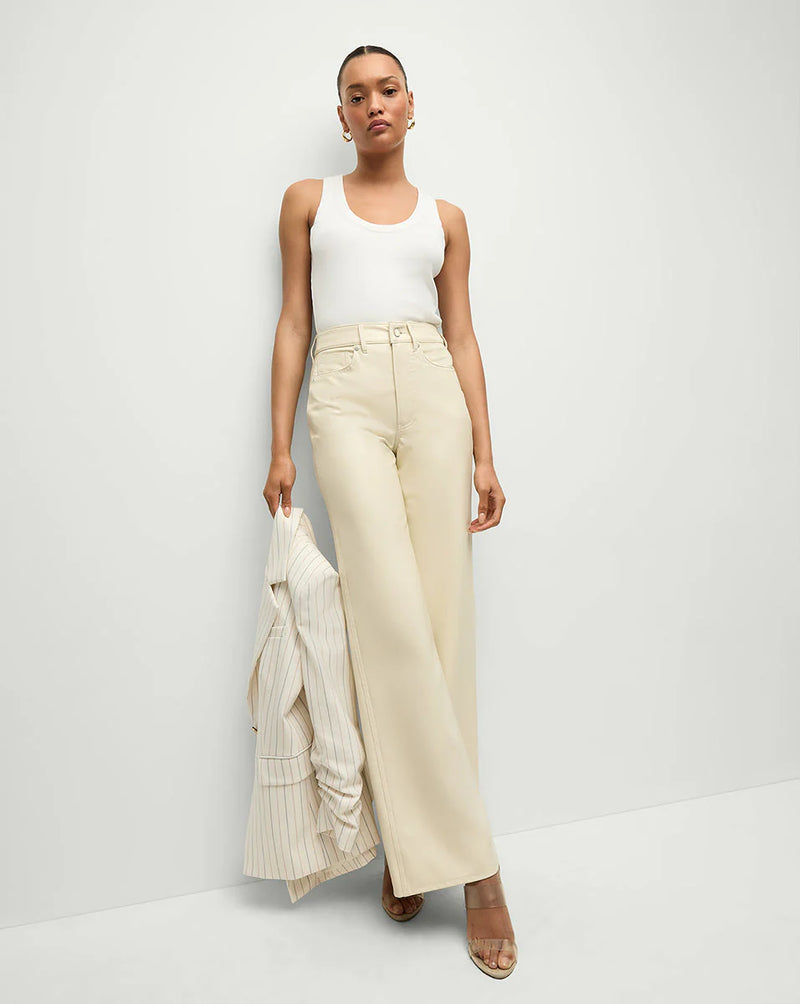 Veronica Beard - Taylor Wide-Leg Jean Vegan Leather - Ecru