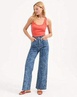 Veronica Beard - Taylor Printed Wide-Leg Jean - Atlantic Paisley