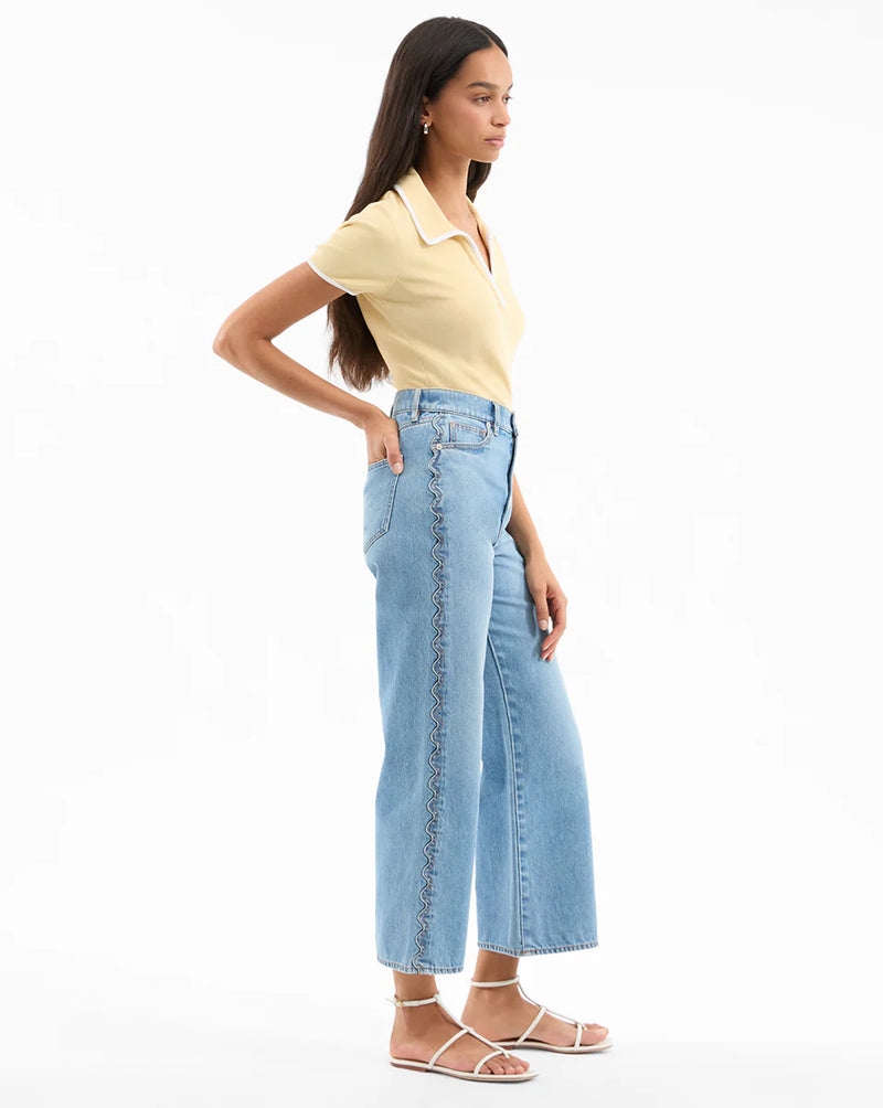 Veronica Beard - Taylor Scalloped Cropped Wide-Leg Jean - Nova