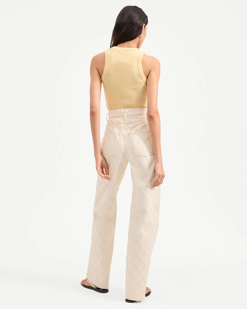 Veronica Beard - Taylor Diamond Printed Wide-Leg Jean - Ecru