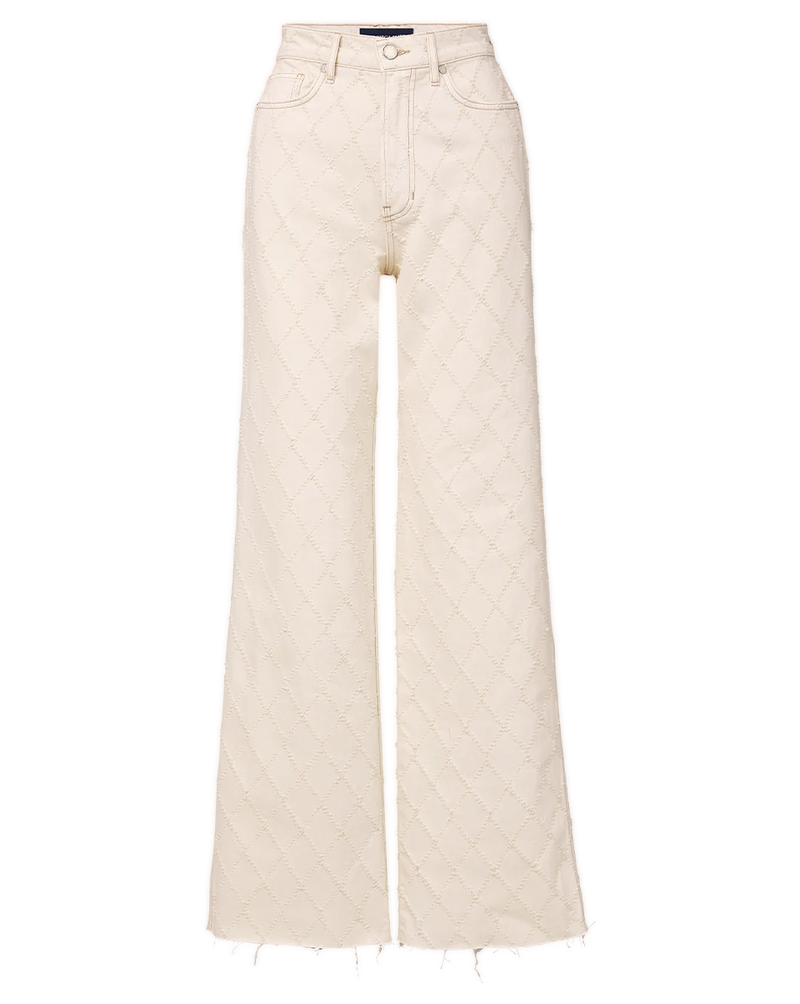 Veronica Beard - Taylor Diamond Printed Wide-Leg Jean - Ecru