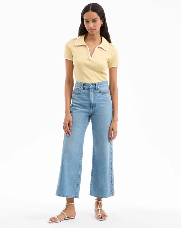 Veronica Beard - Kearney Polo Tee With Contrast Piping - Chamomile