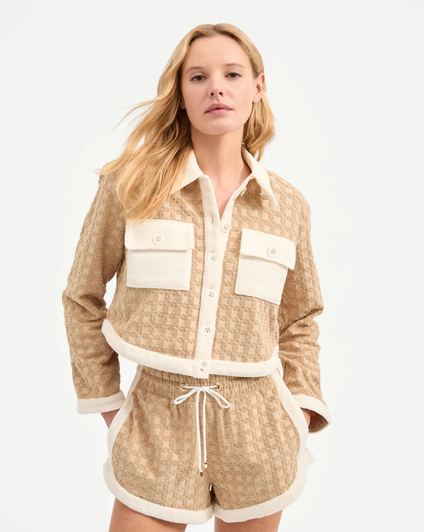 Veronica Beard - Zariah Cropped Cardigan - Stone Khaki