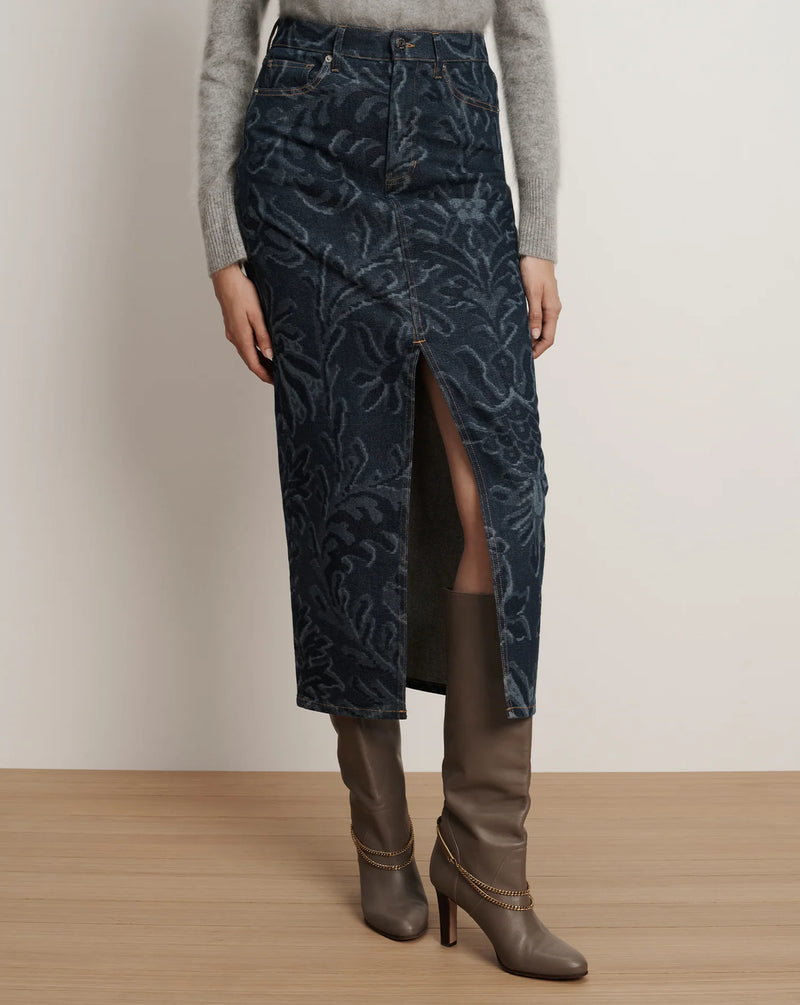 Veronica Beard - Devorah Denim Maxi Skirt - Indigo Damask