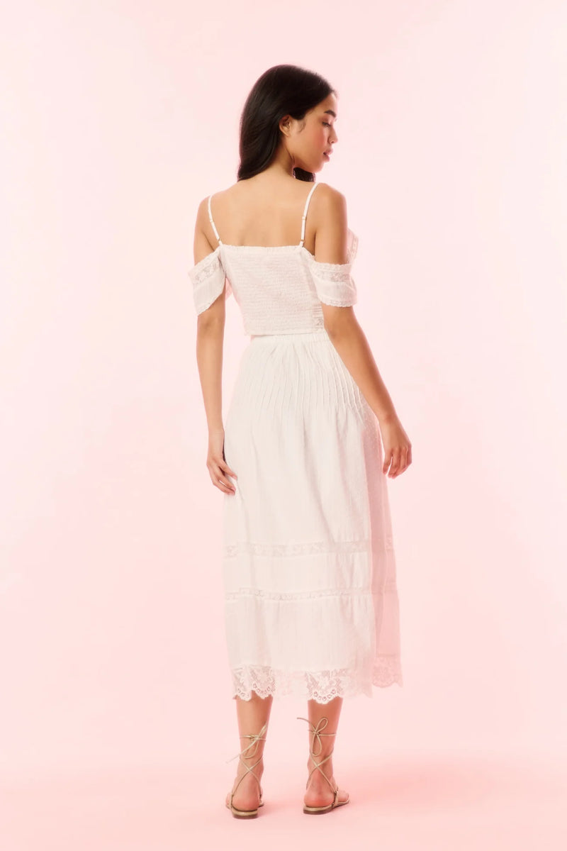 Loveshackfancy - Jenae Cotton Off-The-Shoulder Crop Top - Optic White